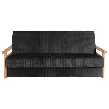 Canapea Extensibilă, textil, negru