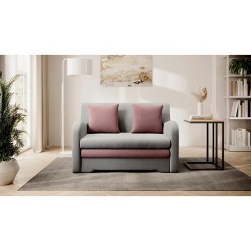 Canapea Extensibilă, textil, roz, gri deschis