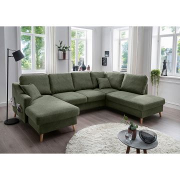 Canapea Modulară, textil, verde închis