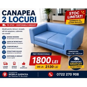 Canapea Office Notre Dame 102 piele ecologica neagra