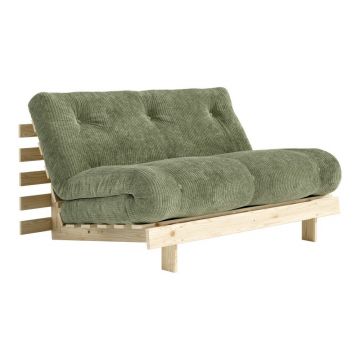Canapea verde extensibilă cu tapițerie din catifea reiată 140 cm Roots – Karup