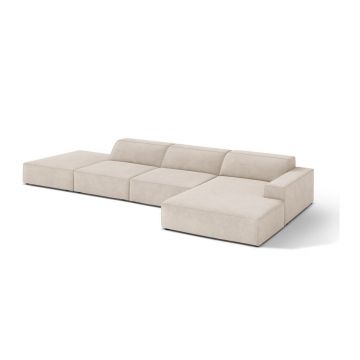 Colțar modular crem (cu colț pe partea dreaptă/cu șezlong) Jodie – Micadoni