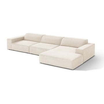 Colțar modular crem cu tapițerie din catifea (cu colț pe partea dreaptă/cu șezlong) Jodie – Micadoni