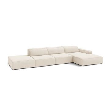 Colțar modular crem cu tapițerie din catifea (cu colț pe partea dreaptă/cu șezlong) Jodie – Micadoni