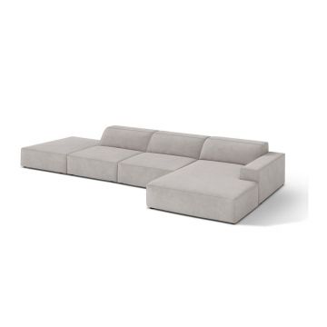 Colțar modular gri deschis (cu colț pe partea dreaptă/cu șezlong) Jodie – Micadoni