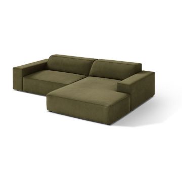Colțar modular kaki cu tapițerie din catifea (cu colț pe partea dreaptă/cu șezlong) Jodie – Micadoni