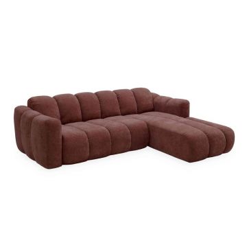 Colțar roșu extensibil cu tapițerie din chenille (cu colț pe partea dreaptă) Michell – Miuform