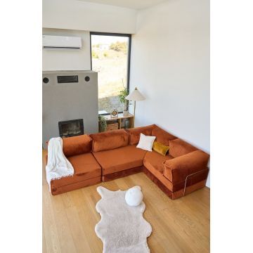 Coltar, Atelier del Sofa, 118FVL1401, MATERIAL TEXTIL CU NERVURI, Caramiziu