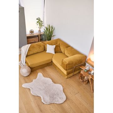 Coltar, Atelier del Sofa, 118FVL1407, MATERIAL TEXTIL CU NERVURI, Galben mustar