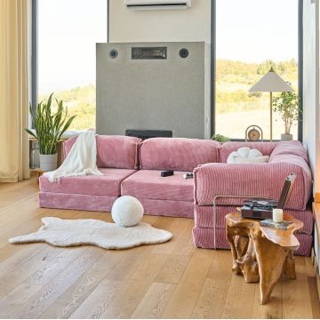 Coltar, Atelier del Sofa, 118FVL1409, MATERIAL TEXTIL CU NERVURI, Roz
