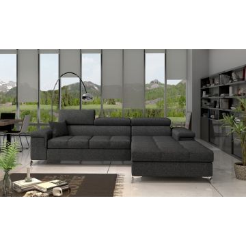 Coltar extensibil dreapta 4 locuri ELTAP, Ric-25, Ricardo, 281x205x88 cm, lemn/poliester, gri inchis