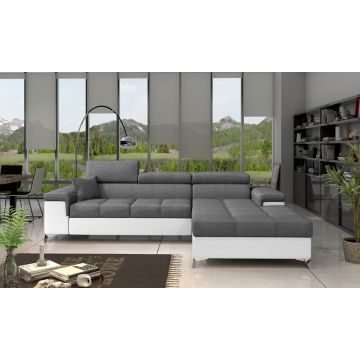 Coltar extensibil dreapta 4 locuri ELTAP, Ric-33, Ricardo, 281x205x88 cm, lemn/poliester, gri/alb
