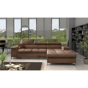 Coltar extensibil dreapta 4 locuri ELTAP, Ric-51, Ricardo, 281x205x88 cm, lemn/poliester, maro deschis