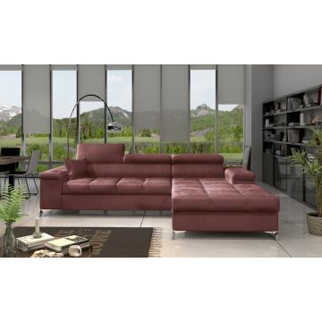 Coltar extensibil dreapta 4 locuri ELTAP, Ric-58, Ricardo, 281x205x88 cm, lemn/poliester, roz inchis