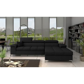 Coltar extensibil dreapta 4 locuri ELTAP, RIC-RT-07KRO, Ricardo, 281x205x88 cm, lemn/poliester, negru
