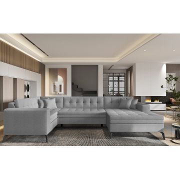 Coltar extensibil dreapta 5 locuri ELTAP, MON-RT-04FL, Montez, 340x180x93 cm, lemn/poliester, gri deschis