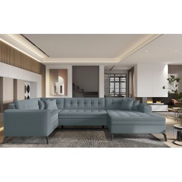 Coltar extensibil dreapta 5 locuri ELTAP, MON-RT-100SA, Montez, 340x180x93 cm, lemn/poliester, albastru