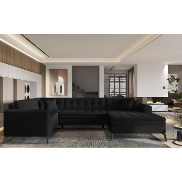 Coltar extensibil dreapta 5 locuri ELTAP, MON-RT-10FL, Montez, 340x180x93 cm, lemn/poliester, negru