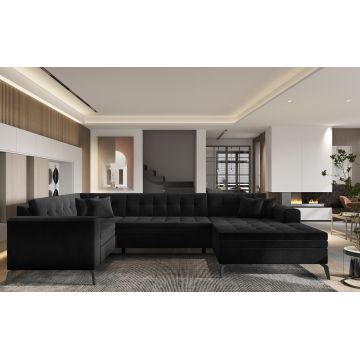 Coltar extensibil dreapta 5 locuri ELTAP, MON-RT-10LU, Montez, 340x180x93 cm, lemn/poliester, negru