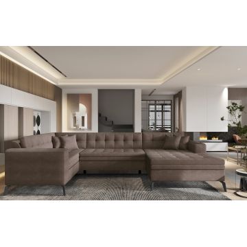Coltar extensibil dreapta 5 locuri ELTAP, MON-RT-22PO, Montez, 340x180x93 cm, lemn/poliester, maro