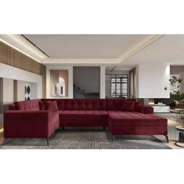 Coltar extensibil dreapta 5 locuri ELTAP, MON-RT-25LO, Montez, 340x180x93 cm, lemn/poliester, rosu