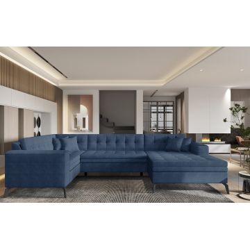 Coltar extensibil dreapta 5 locuri ELTAP, MON-RT-40GO, Montez, 340x180x93 cm, lemn/poliester, albastru inchis