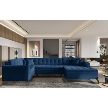 Coltar extensibil dreapta 5 locuri ELTAP, MON-RT-40NU, Montez, 340x180x93 cm, lemn/poliester, albastru inchis