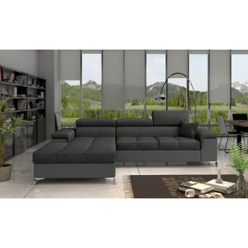 Coltar extensibil stanga 4 locuri ELTAP, Ric-07, Ricardo, 281x205x88 cm, lemn/poliester, gri inchis/gri