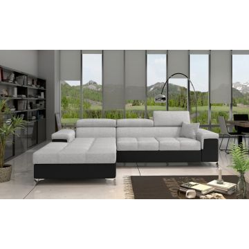 Coltar extensibil stanga 4 locuri ELTAP, Ric-16, Ricardo, 281x205x88 cm, lemn/poliester, gri deschis/negru