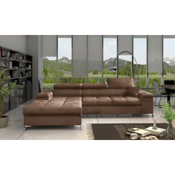 Coltar extensibil stanga 4 locuri ELTAP, Ric-40, Ricardo, 281x205x88 cm, lemn/poliester, maro deschis