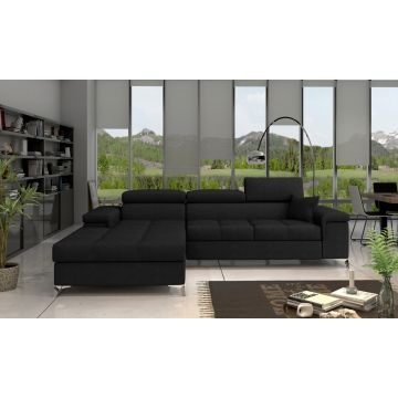 Coltar extensibil stanga 4 locuri ELTAP, RIC-LT-07KRO, Ricardo, 281x205x88 cm, lemn/poliester, negru