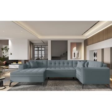 Coltar extensibil stanga 5 locuri ELTAP, MON-LT-100SA, Montez, 340x180x93 cm, lemn/poliester, albastru