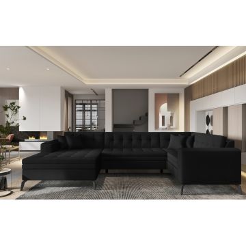 Coltar extensibil stanga 5 locuri ELTAP, MON-LT-10FL, Montez, 340x180x93 cm, lemn/poliester, negru