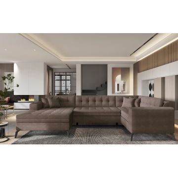 Coltar extensibil stanga 5 locuri ELTAP, MON-LT-22PO, Montez, 340x180x93 cm, lemn/poliester, maro