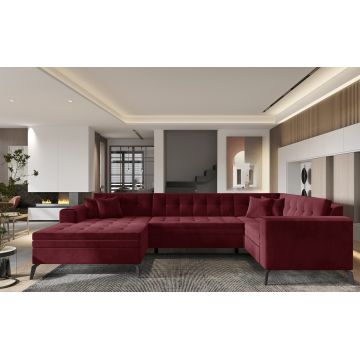 Coltar extensibil stanga 5 locuri ELTAP, MON-LT-25LO, Montez, 340x180x93 cm, lemn/poliester, rosu