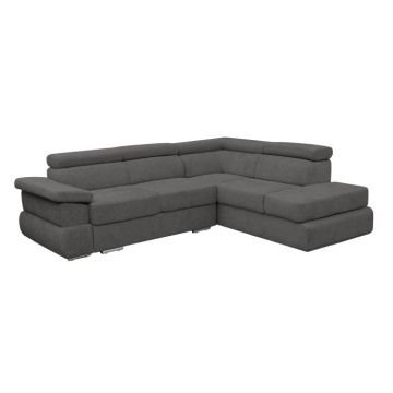 Coltar extensibil TIVOLI 2S3, cu arcuri si lada depozitare, colt dreapta, gri inchis, 285x225x90 cm