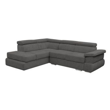 Coltar extensibil TIVOLI 2S3, cu arcuri si lada depozitare, colt stanga, gri inchis, 285x225x90 cm