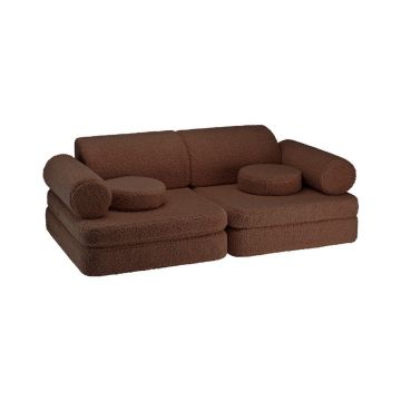 Pernă de joacă pentru copii maro închis cu tapițerie din țesătură bouclé Warm Hazel – Wigiwama