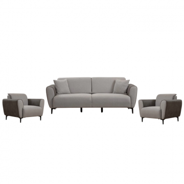 Set AREN 3-1-1, canapea extensibila 3 locuri si 2 fotolii fixe, gri