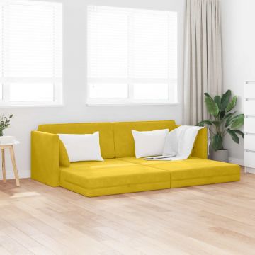 vidaXL Canapea extensibilă de podea Galben 213 x 70 x 77 cm Catifea