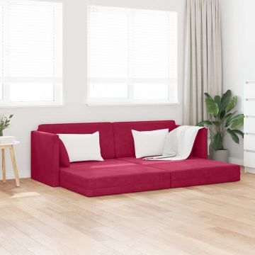 vidaXL Canapea extensibilă de podea Roșu Vin 213 x 70 x 77 cm Catifea