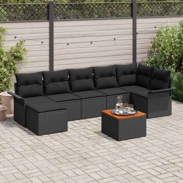 vidaXL Set de canapele pentru grădină 8 pcs Negru poliratan