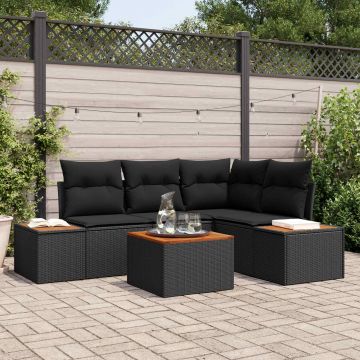 vidaXL Set de canapele pentru grădină cu pernă 4 pcs Negru Poliratan