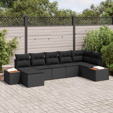 vidaXL Set de canapele pentru grădină cu pernă 8 pcs Negru Poliratan