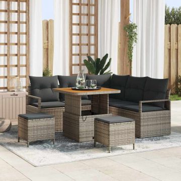 vidaXL Set de canapele pentru grădină cu pernă cu depozitare 8 pcs Gri