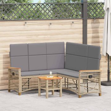 vidaXL Set de canapele reclinabile pentru grădină Beige și gri deschis