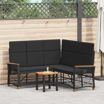 vidaXL Set de canapele reclinabile pentru grădină Manual Negru