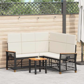 vidaXL Set de canapele reclinabile pentru grădină Negru și Alb crem