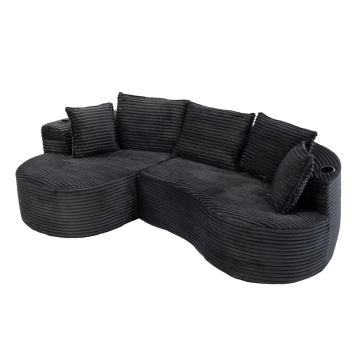 Bogesofa din catifea reiată, Gri închis | Aosom Romania