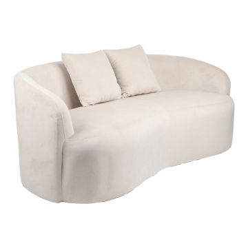Canapea 2 locuri Raini cu perne catifea, crem, 178x82x68 cm - Bej